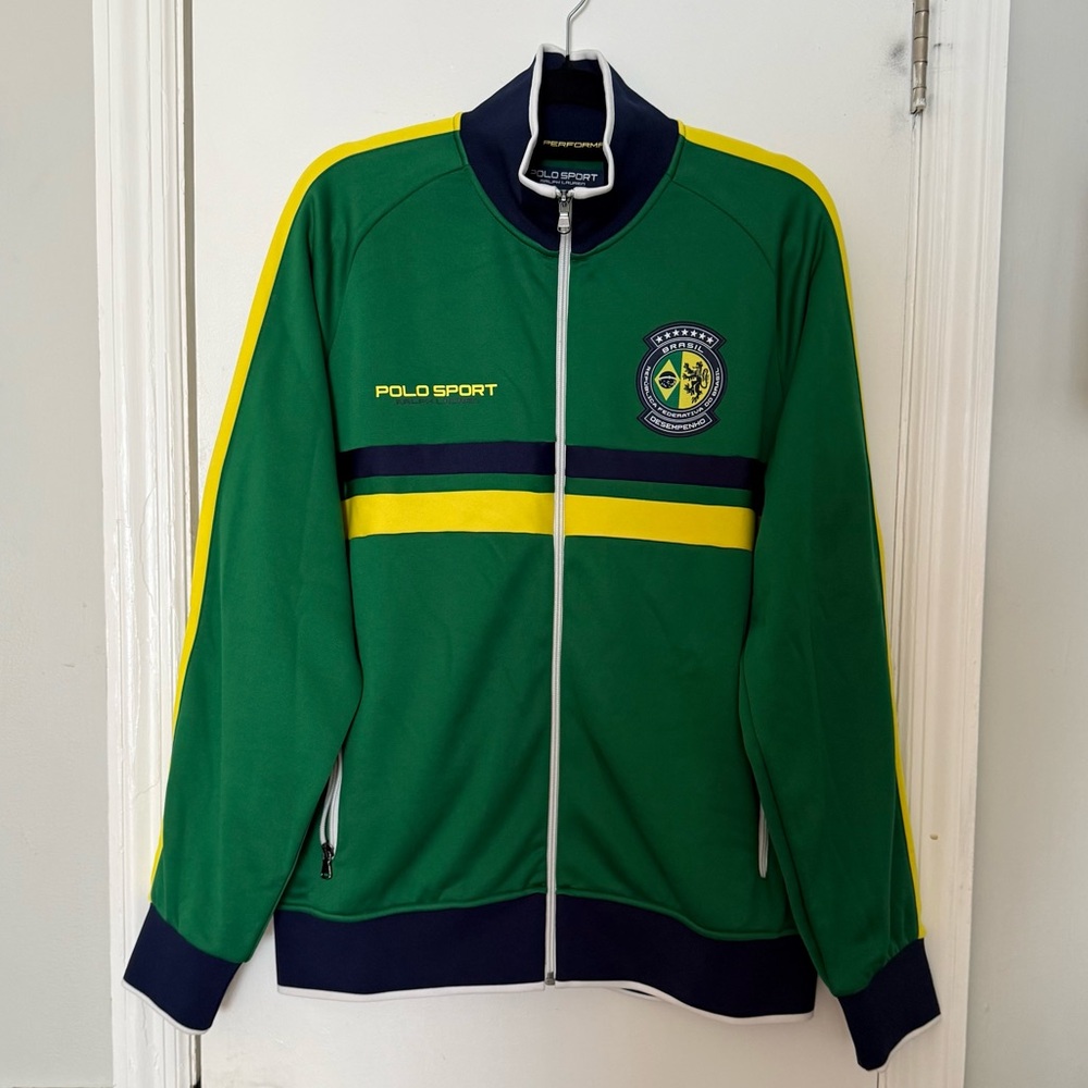 Ralph Lauren Polo Sport Brasil Track Jacket Size Large Full Zip 2 Pockets